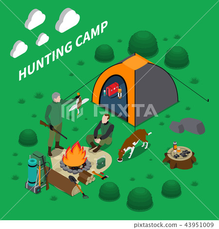 Hunting Camp Isometric Composition 43951009