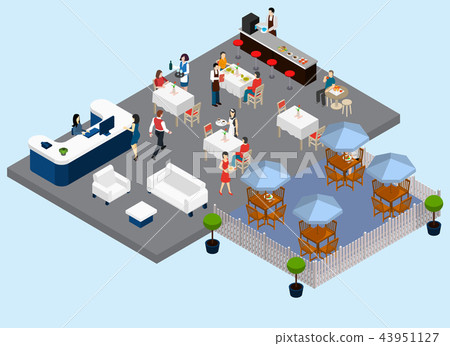 Restaurant Service Isometric Composition 43951127