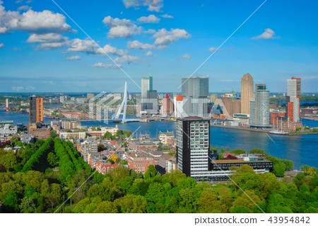 View of Rotterdam city and the Erasmus bridge  43954842