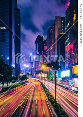 Street traffic in Hong Kong at night 43954875