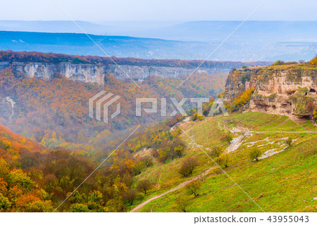The cave city of Chufut-Kale and the valley The cave city of Chufut-Kale and the valley 43955043