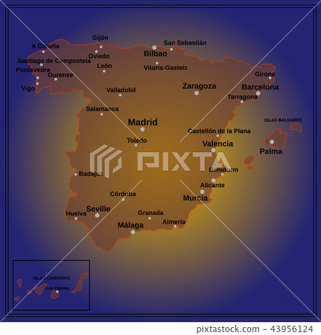 Spain map. Illustration. Spain map. Illustration. 43956124