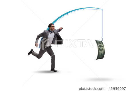 Businessman chasing money on fishing rod 43956997