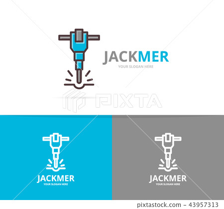 jackhammer and construction logo design template. jackhammer and construction logo design template. 43957313