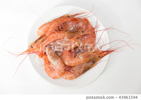 Raw shrimp and ice Raw shrimp and ice 43961594