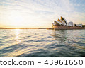 Golden sunrise at Sydney city skyline.  43961650