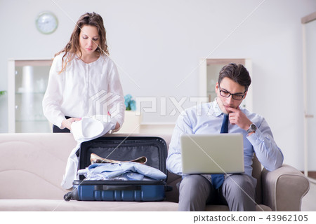 Wife seeing her husband off to business trip Wife seeing her husband off to business trip 43962105