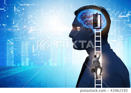 Businessman opening door to artificial intelligence Businessman opening door to artificial intelligence 43962595