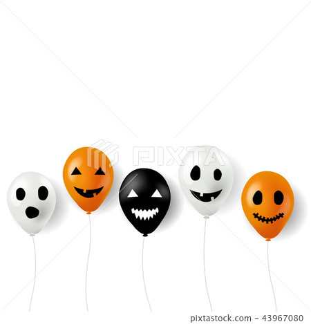 Halloween Balloons Border White Background 43967080