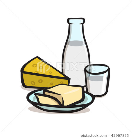 Milk and dairy products icons. Flat vector... - Stock Illustration ...