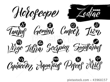 Calligraphy Zodiac Signs Set.  43968157