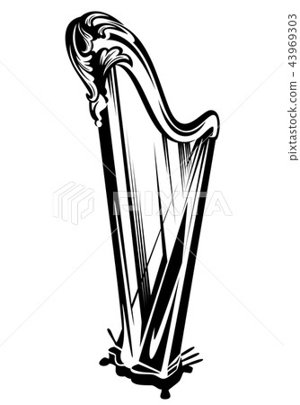 harp musical instument black vector design 43969303
