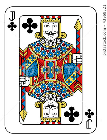 Playing Card Jack of Clubs Yellow Red Blue Black 43969521
