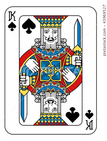 Playing Card King of Spades Yellow Red Blue Black