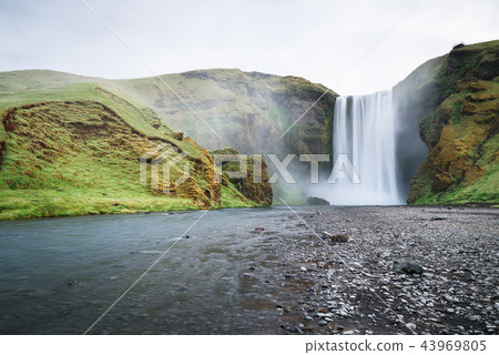 Skogafoss waterfall and Skoga river, Iceland 43969805
