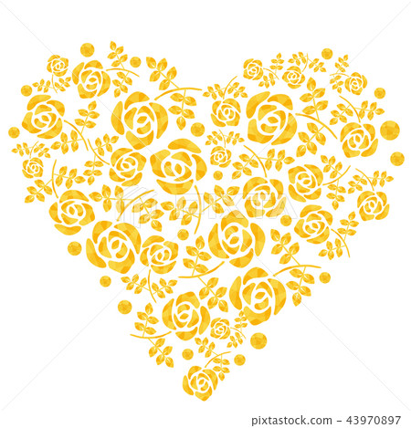 Heart-shaped image of a yellow rose - Stock Illustration [43970897] - PIXTA
