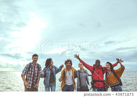 Six folks are happy about their journey to seaside 43971873