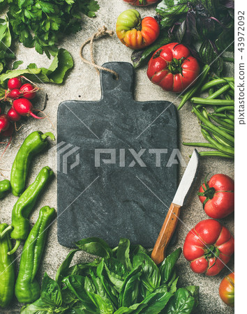 Healthy seasonal food cooking background with seasonal vegetables Healthy seasonal food cooking background with seasonal vegetables 43972092