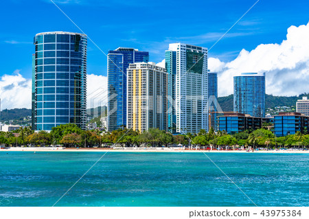 "Hawaii" Hotel Town and Ala Moana Beach Park "From Magic Island" "Hawaii" Hotel Town and Ala Moana Beach Park "From Magic Island" 43975384