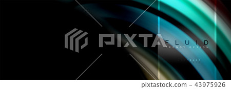 Fluid colors abstract background colorful poster, twisted liquid design on black, colorful marble or 43975926