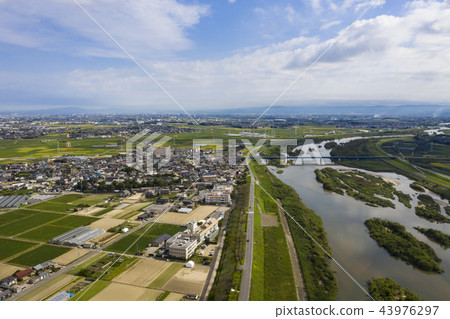 Yahagi River aerial view Yahagi River aerial view 43976297
