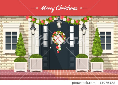 Christmas decoration of entrance doors 43976328