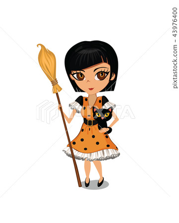 Cartoon girl dressed in a witch costume Cartoon girl dressed in a witch costume 43976400