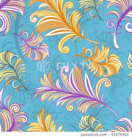 Pattern with colored abstract feathers Pattern with colored abstract feathers 43976402