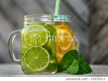 Lemonade in a glass jar Lemonade in a glass jar 43976413