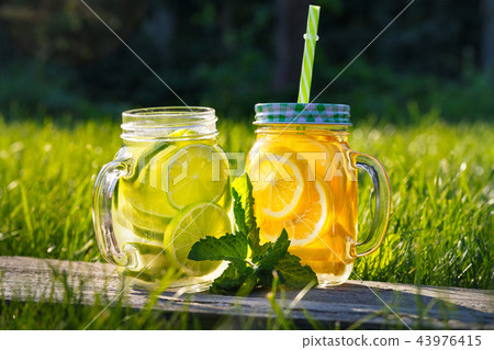 Lemonade in a glass jar Lemonade in a glass jar 43976415