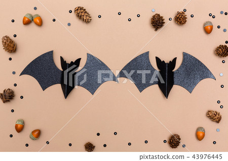 Halloween bats on brown paper 43976445