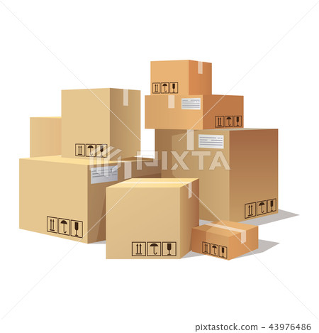 Many cartons,boxes of different size, pile of package 43976486