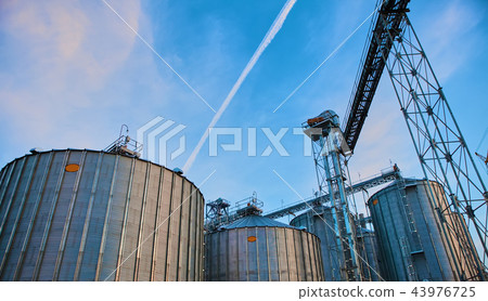 Modern silos for storing grain harvest. Agriculture. Background. Modern silos for storing grain harvest. Agriculture. Background. 43976725
