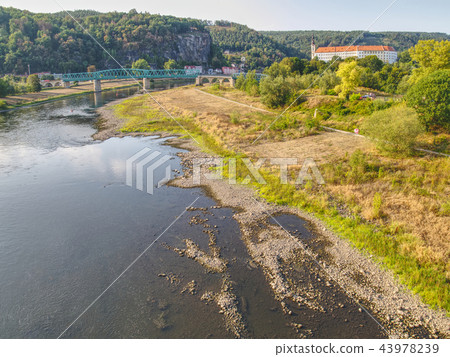 Dry riverbed of river Elbe in Decin,Czech Republic 43978239