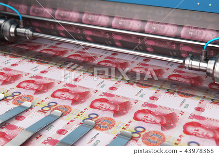 Printing 100 Chinese yuan money banknotes Printing 100 Chinese yuan money banknotes 43978368