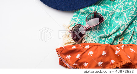 Beach female fashion accessories on white 43978688