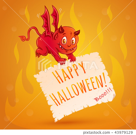 Little devil and fire for Halloween. Little devil and fire for Halloween. 43979129
