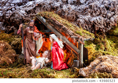 Christmas nativity scene with Holy Family Christmas nativity scene with Holy Family 43980323