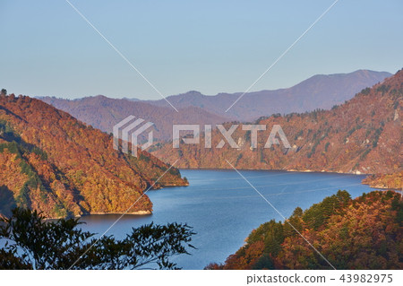 Niigata Prefecture Okutami Lake with colored leaves 43982975