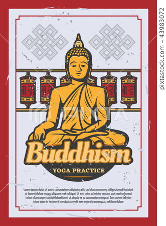 Buddhism religion card with ancient Buddha statue 43983072