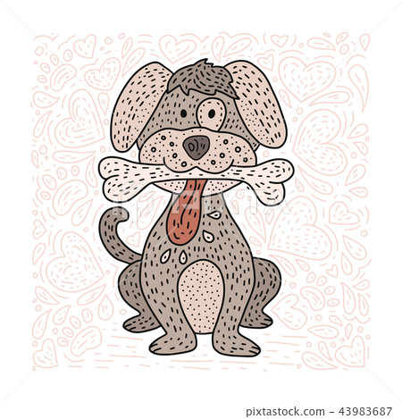 Happy detailed doodle hand drawn dog. Happy detailed doodle hand drawn dog. 43983687