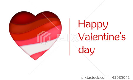 Red heart from paper with cut out layers. Greeting 43985041