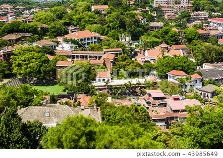aerial view of Gulangyu island with Xiamen skyline 43985649