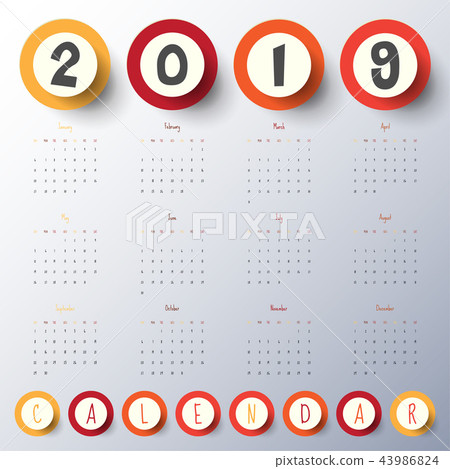 2019 Modern calendar template .Vector/illustration 2019 Modern calendar template .Vector/illustration 43986824