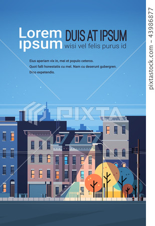 city building houses night view skyline background real estate cute town concept vertical copy space city building houses night view skyline background real estate cute town concept vertical copy space 43986877