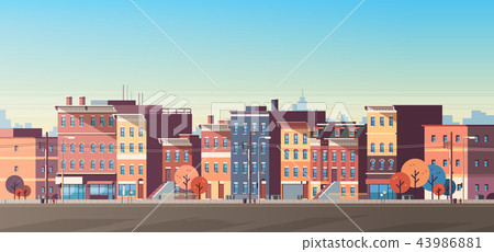city building houses view skyline background real estate cute town concept horizontal banner flat city building houses view skyline background real estate cute town concept horizontal banner flat 43986881