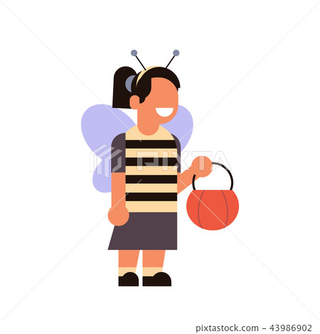 cute girl wear bee costume happy halloween concept party celebration isolated flat cartoon character cute girl wear bee costume happy halloween concept party celebration isolated flat cartoon character 43986902