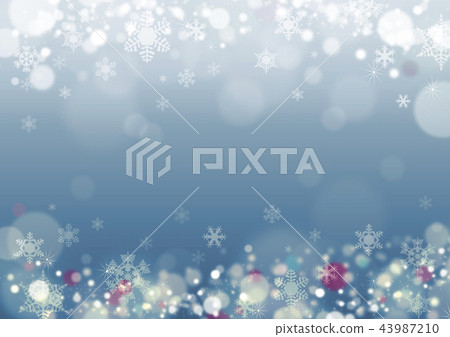 Blue White Christmas, Winter Background with Snow Flakes Stock