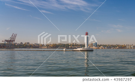 Vorontsov Lighthouse in the Port of Odessa Ukraine 43987297