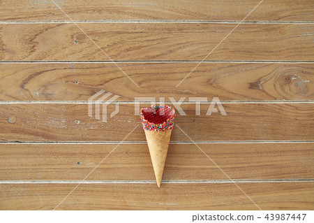 Flat-lay of waffle sweet cone Flat-lay of waffle sweet cone 43987447